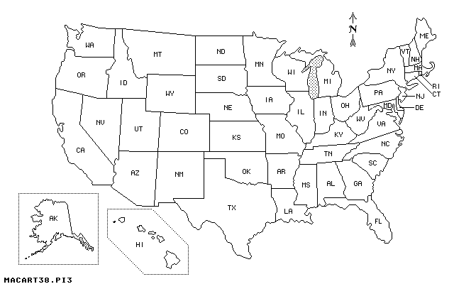 US map with state outlines